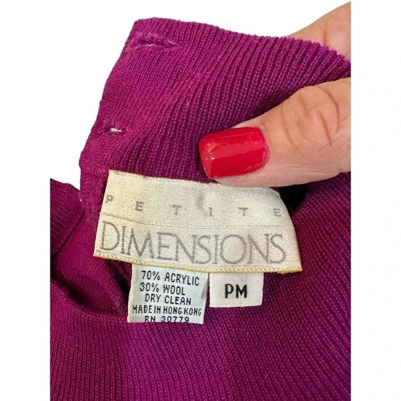 Vintage Pink & Black Colorblock Mock Neck Sweater Dress Size Petites M - Picture 2 of 4